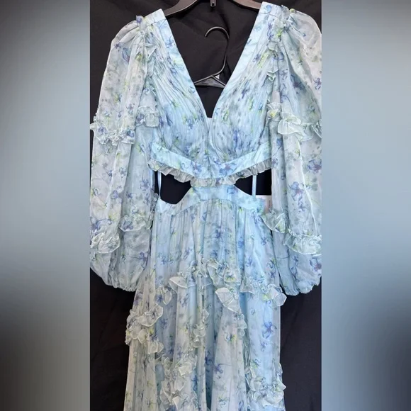 Mac Duggal 67949 NWT Chiffon Evening Dress with Floral and Ruffles - Picture 7 of 9